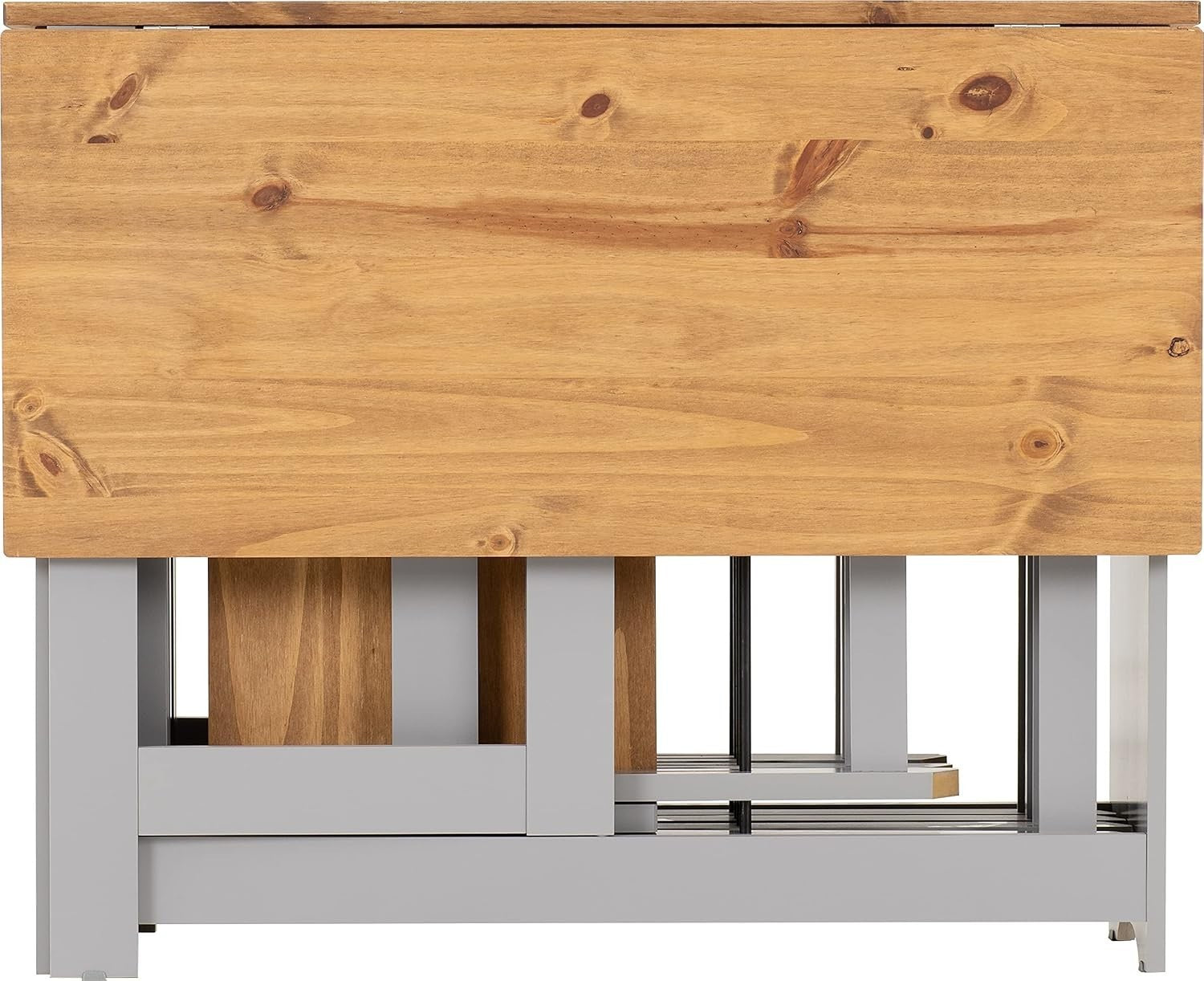 Extendable Butterfly Dining Table Set Grey Pine Compact Kitchen Furniture