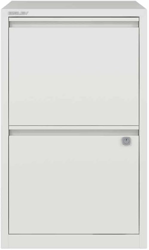 White A4 2 Drawer Steel Filing Cabinet Lockable Flush Front