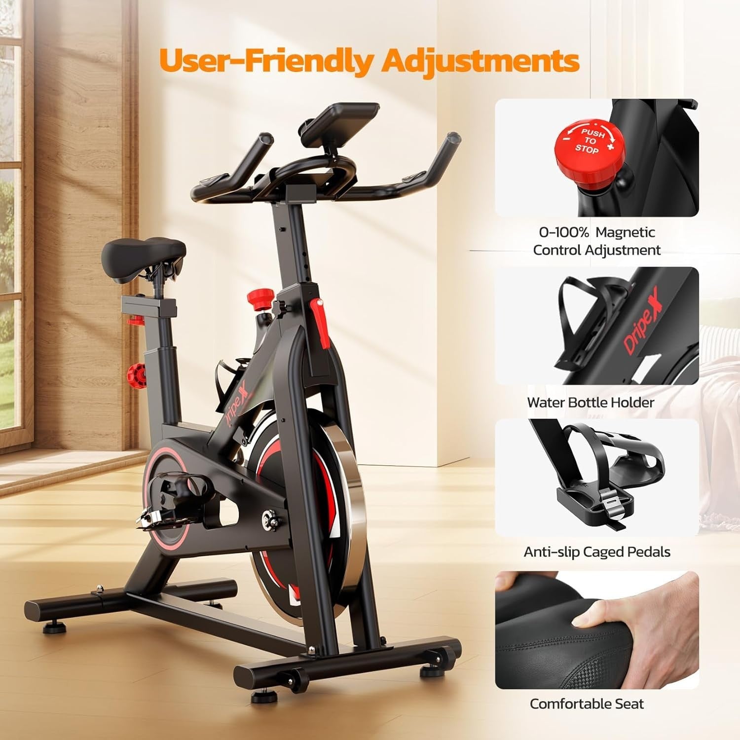 Quiet Magnetic Exercise Bike for Home w/ LCD Monitor, Heart Rate & 8kg Flywheel