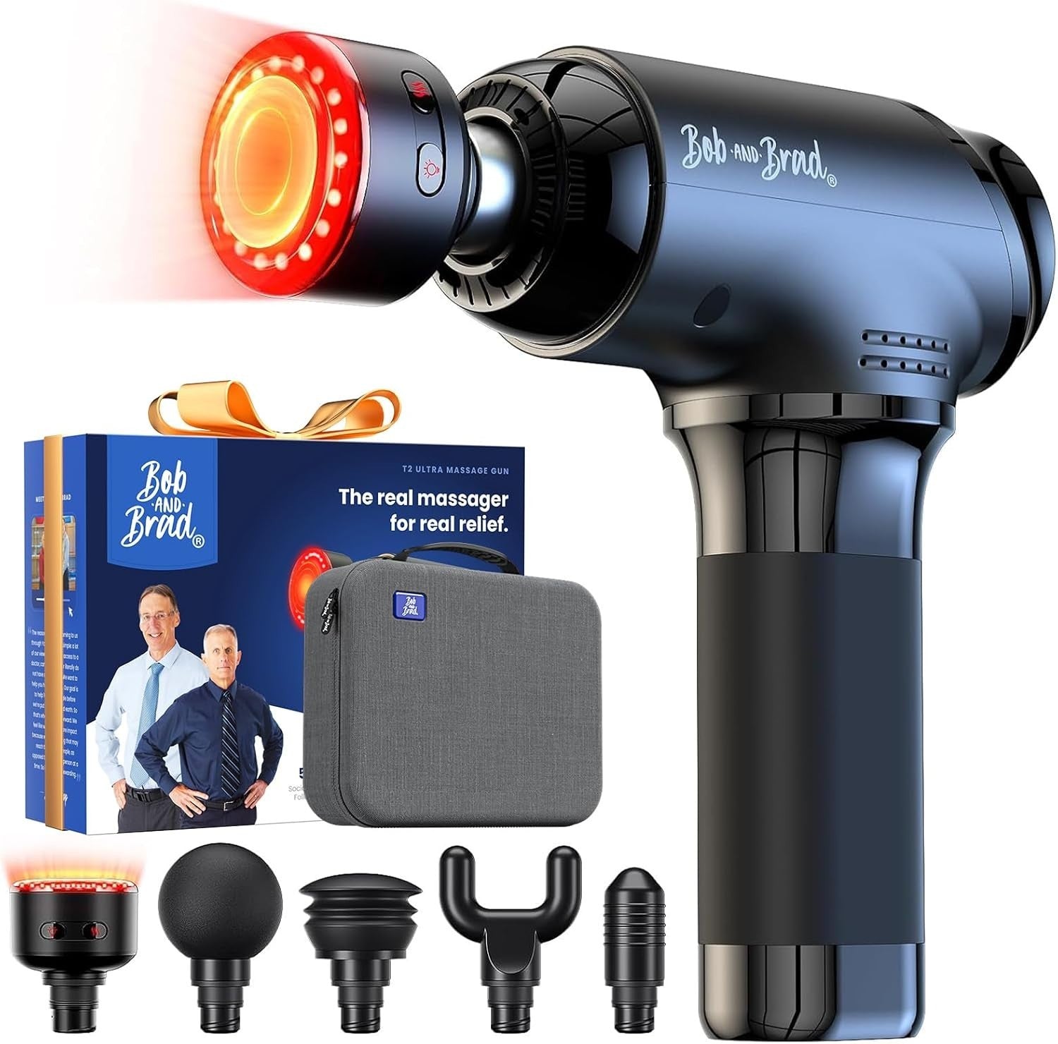 Deep Tissue Massage Gun Heat Red LED Therapy Quiet Percussion Muscle Recovery
