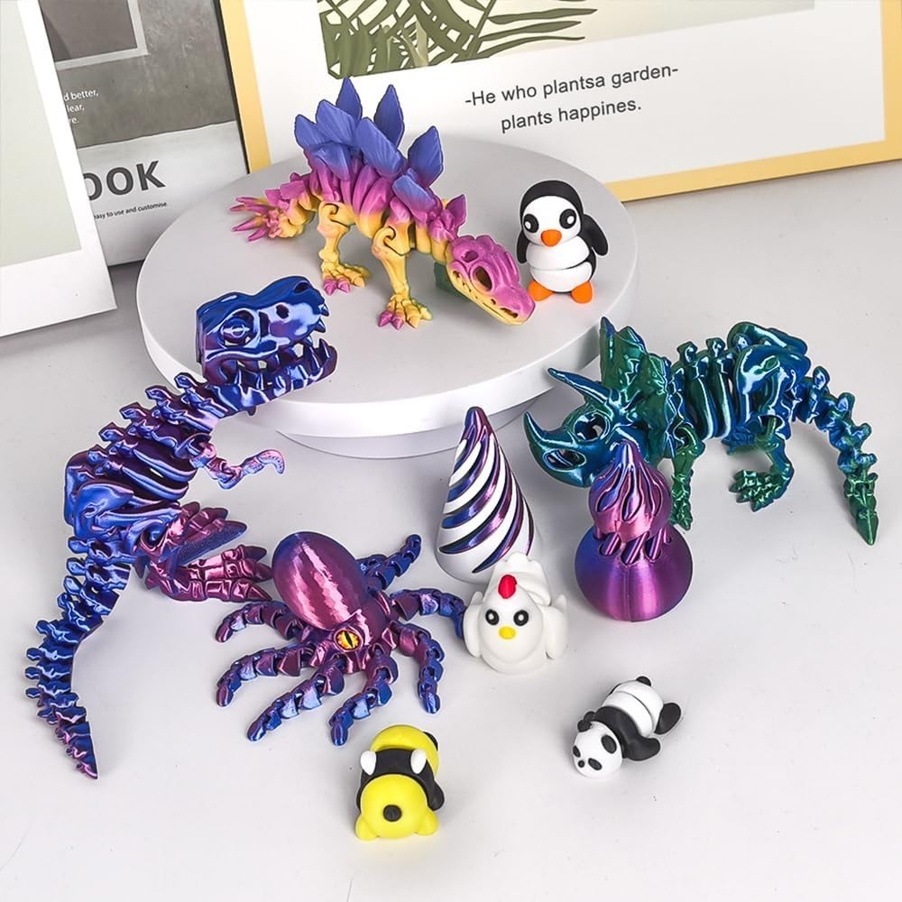 10PCS 3D Printed Fidget Toys Animals Dinosaurs Spiral Cone Stress Relief