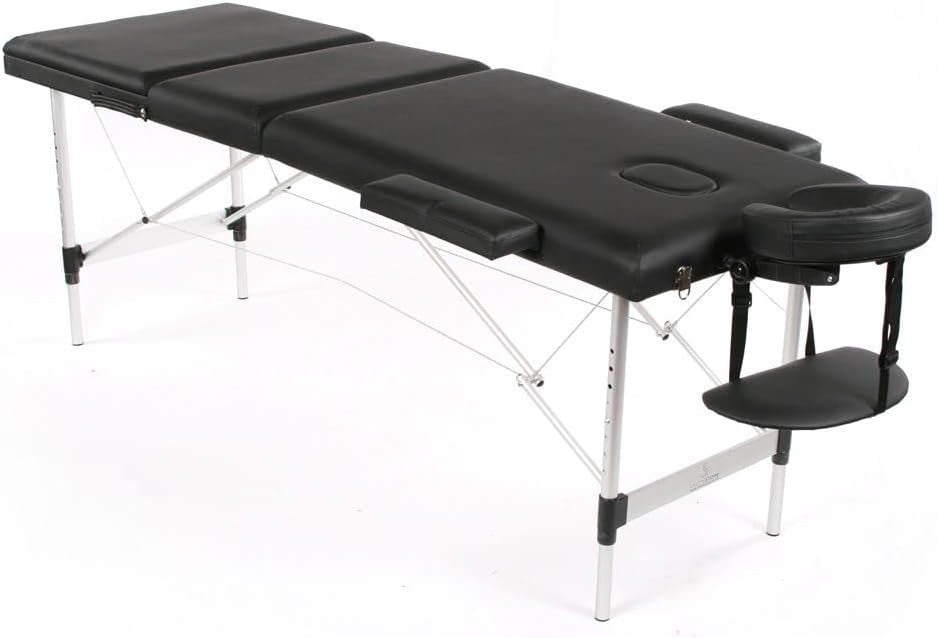 Portable Massage Table Foldable 3-Section Beauty Therapy Tattoo Bed w/ Face Hole
