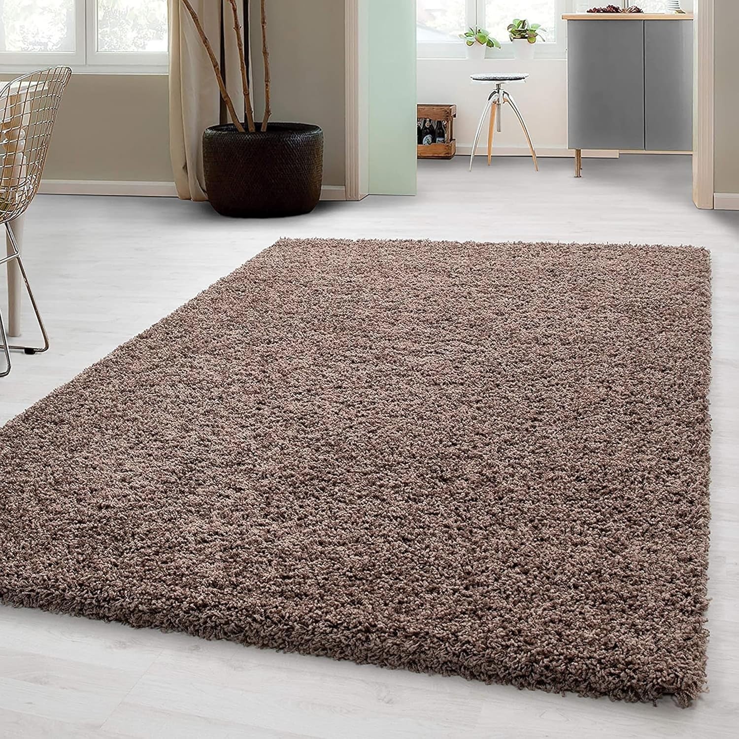 Extra Large Shaggy Rug 160x230cm 5cm Thick Soft High Pile Taupe Carpet
