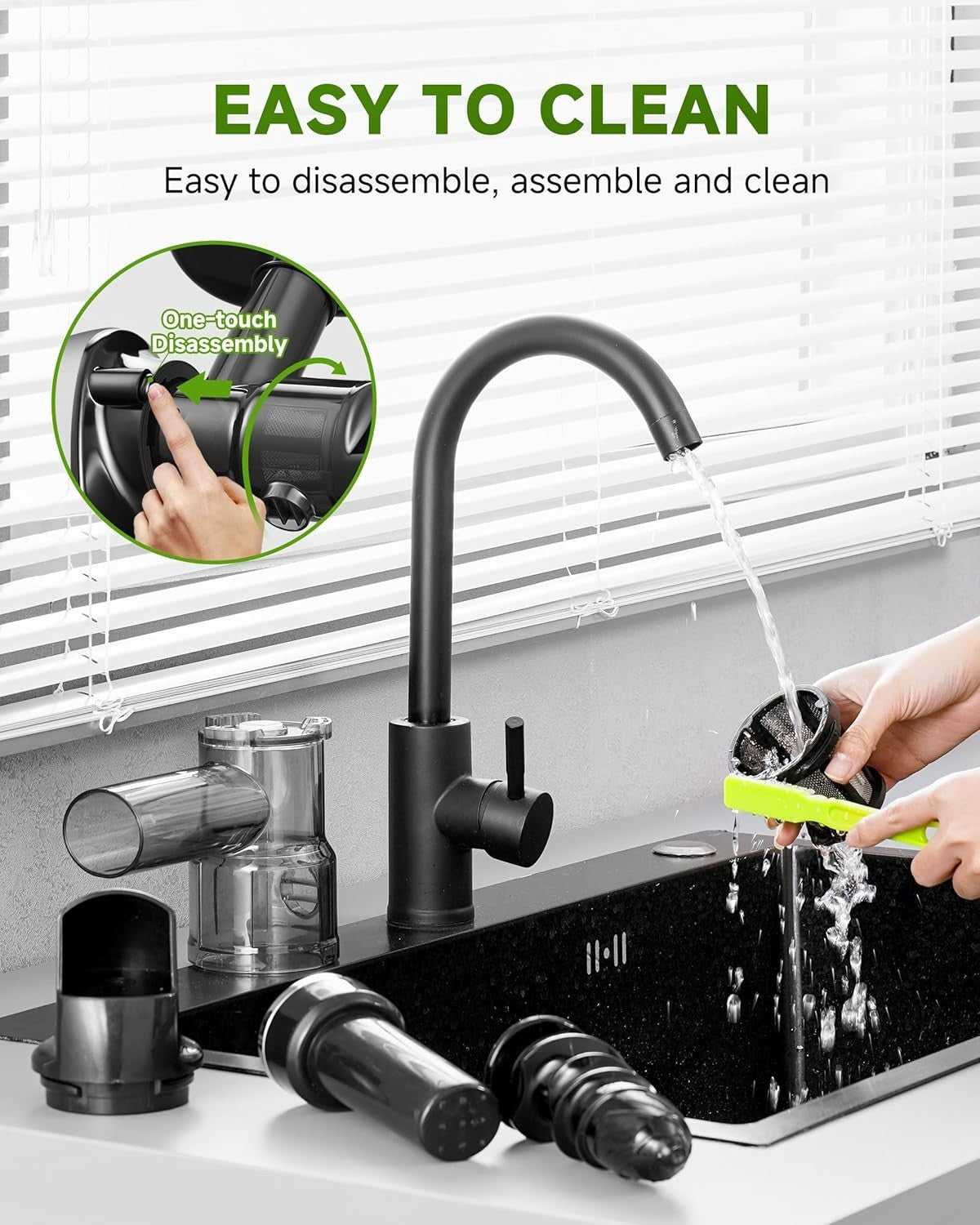 Cold Press Slow Juicer Masticating Whole Fruit High Yield BPA Free Grey