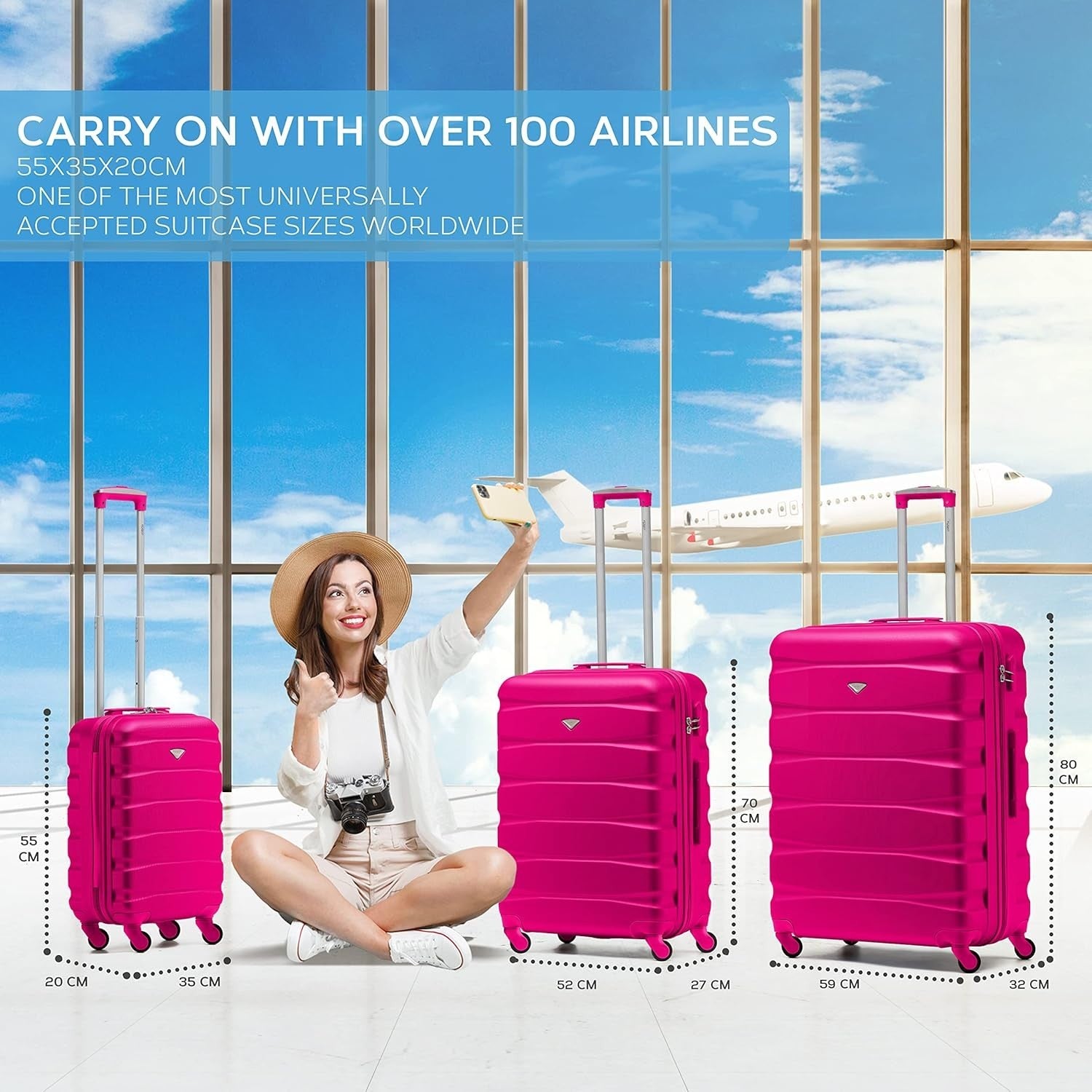 25” Medium Hard Shell Check In Suitcase Lightweight 4 Spinner Wheels