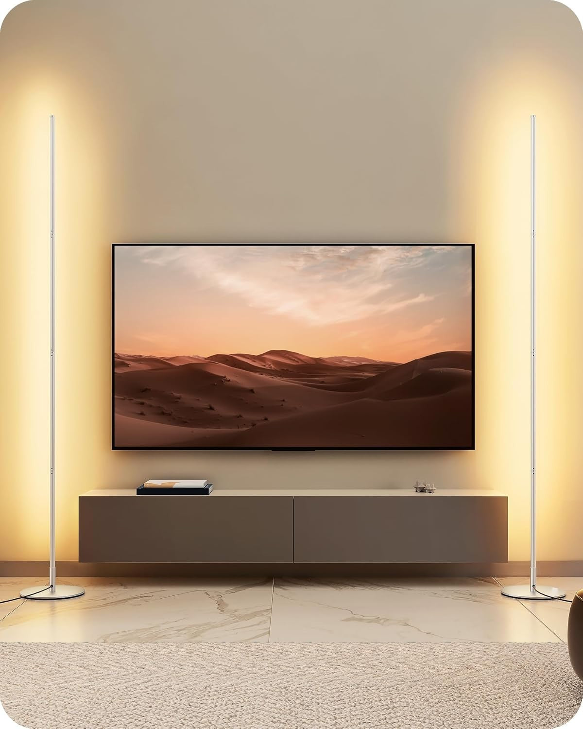 Dimmable LED Floor Lamp 2 Pack, 146cm Tall Standing Light with Foot Switch