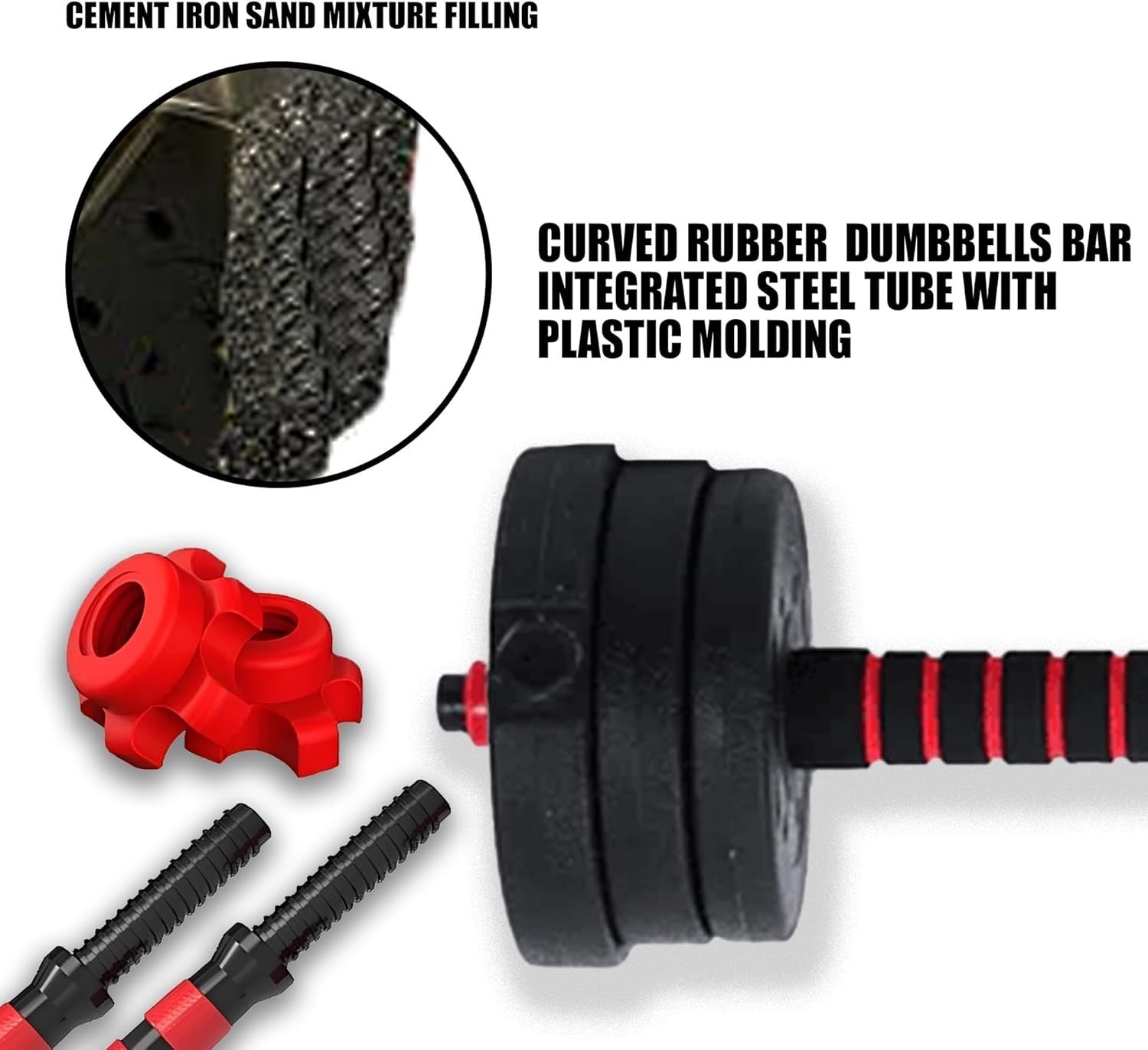 Adjustable Dumbbell Barbell Set 10–30kg Vinyl Weights Home Gym Training