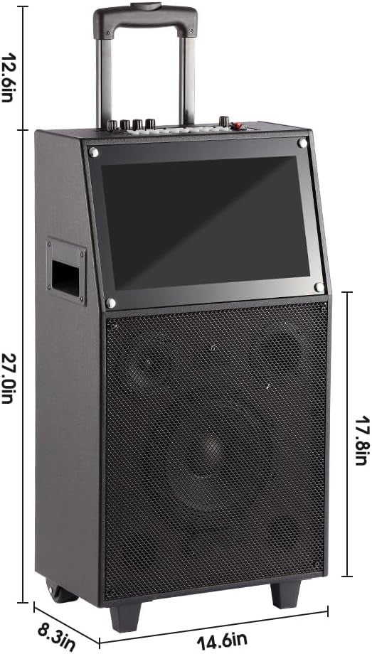Touch Screen Karaoke Machine WiFi Bluetooth Speaker with Mic Black