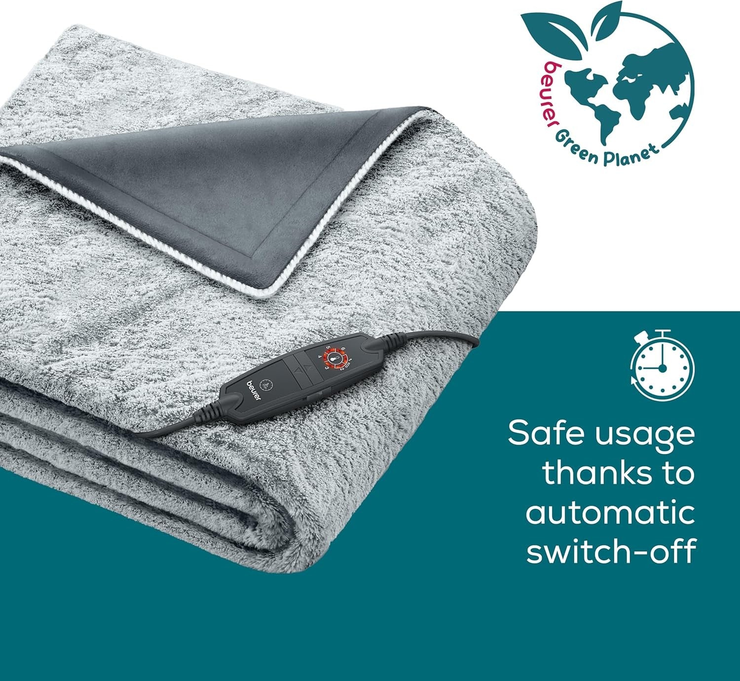 Electric Heated Throw Blanket Recycled Soft Fleece 6 Heat Levels Washable