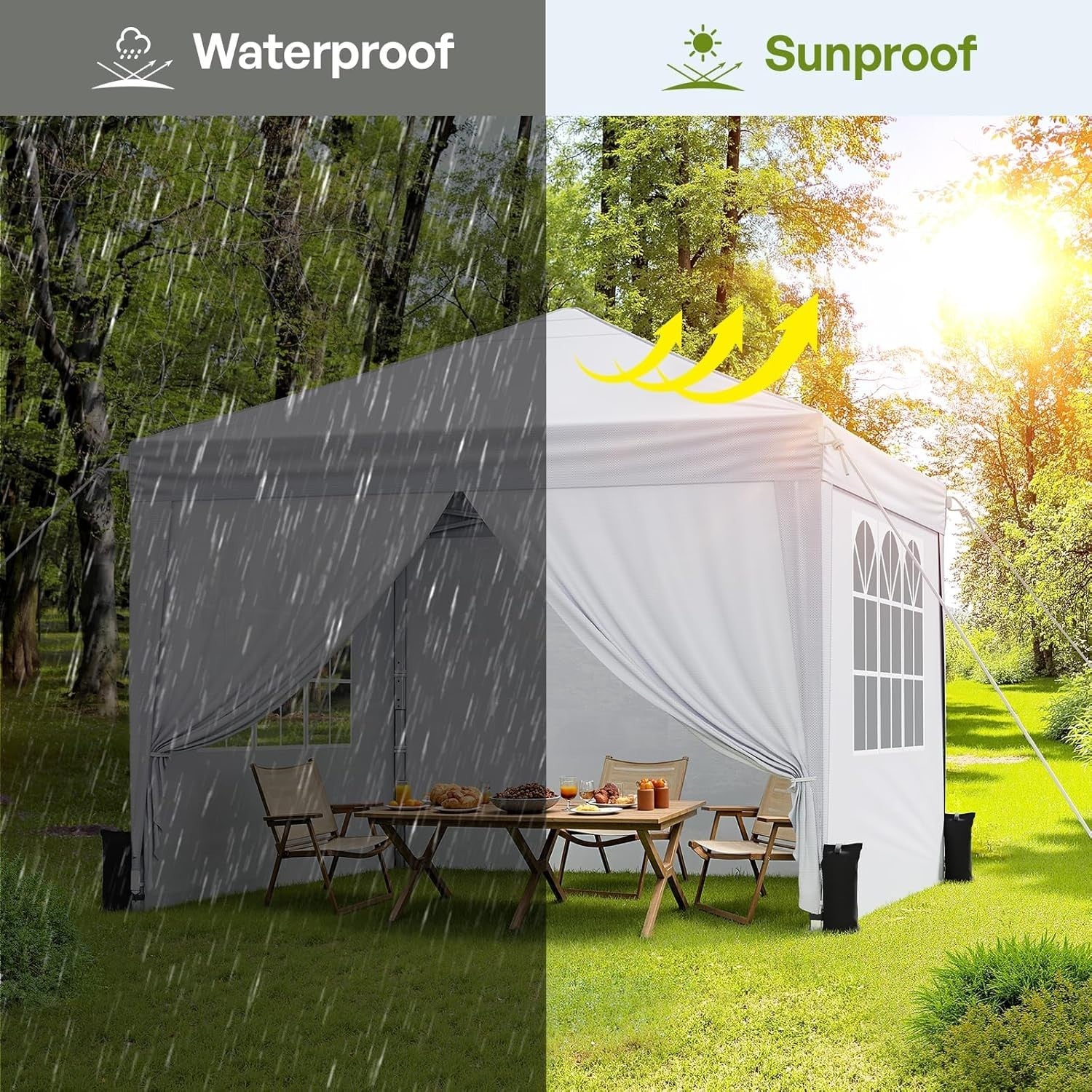 3x3m White Pop-Up Gazebo with Sides Waterproof Steel Frame Party Tent