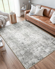 Modern Abstract Grey White Rug 90x150cm Non Slip Washable