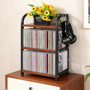 3 Tier CD Storage Shelf Wooden Metal Display Rack Game Disc Organizer