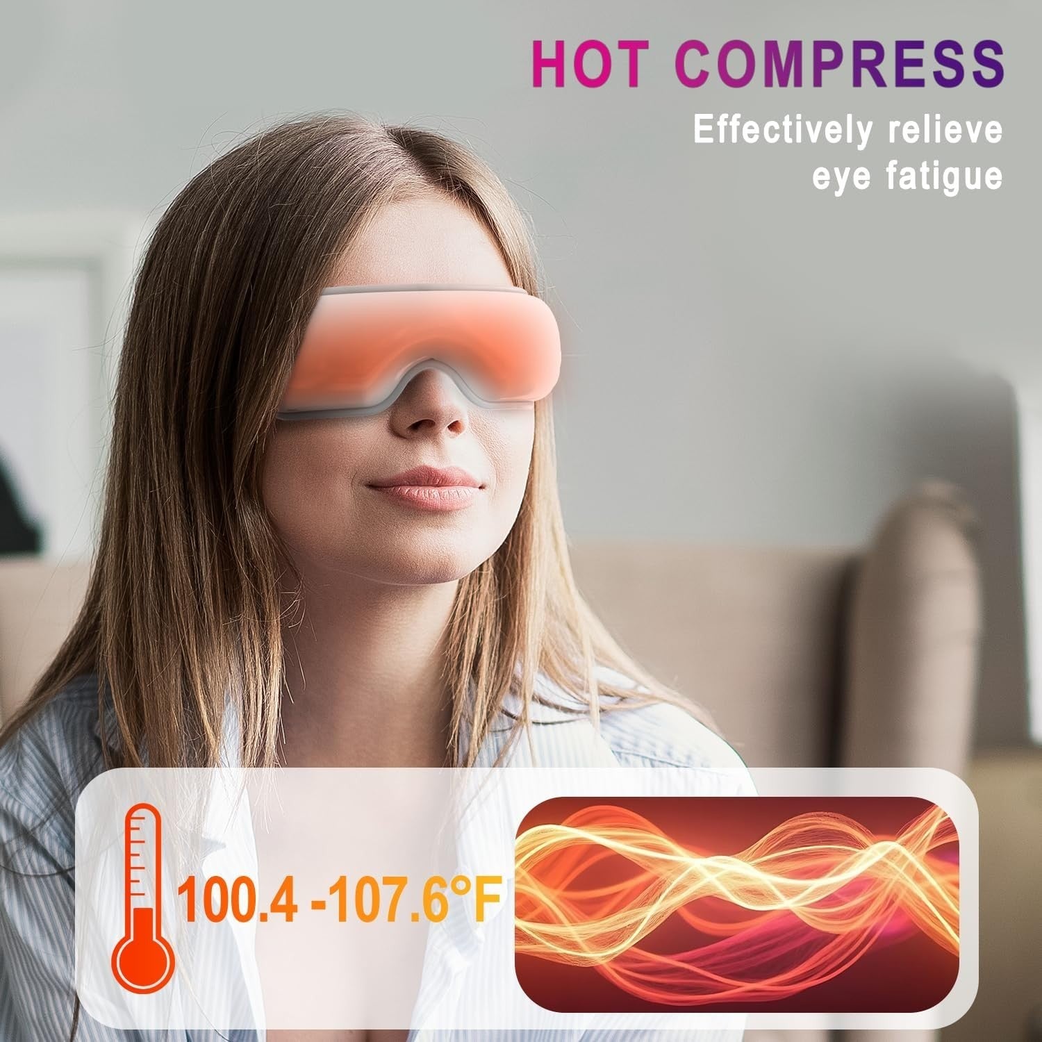 Heated Eye Massager Bluetooth Sleep Mask Migraine Stress Relief