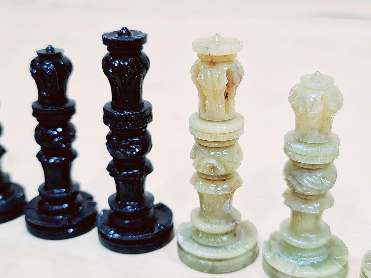 Natural Stone Chess Pieces 2.5" King | Hand-Carved Set | Weighted Staunton