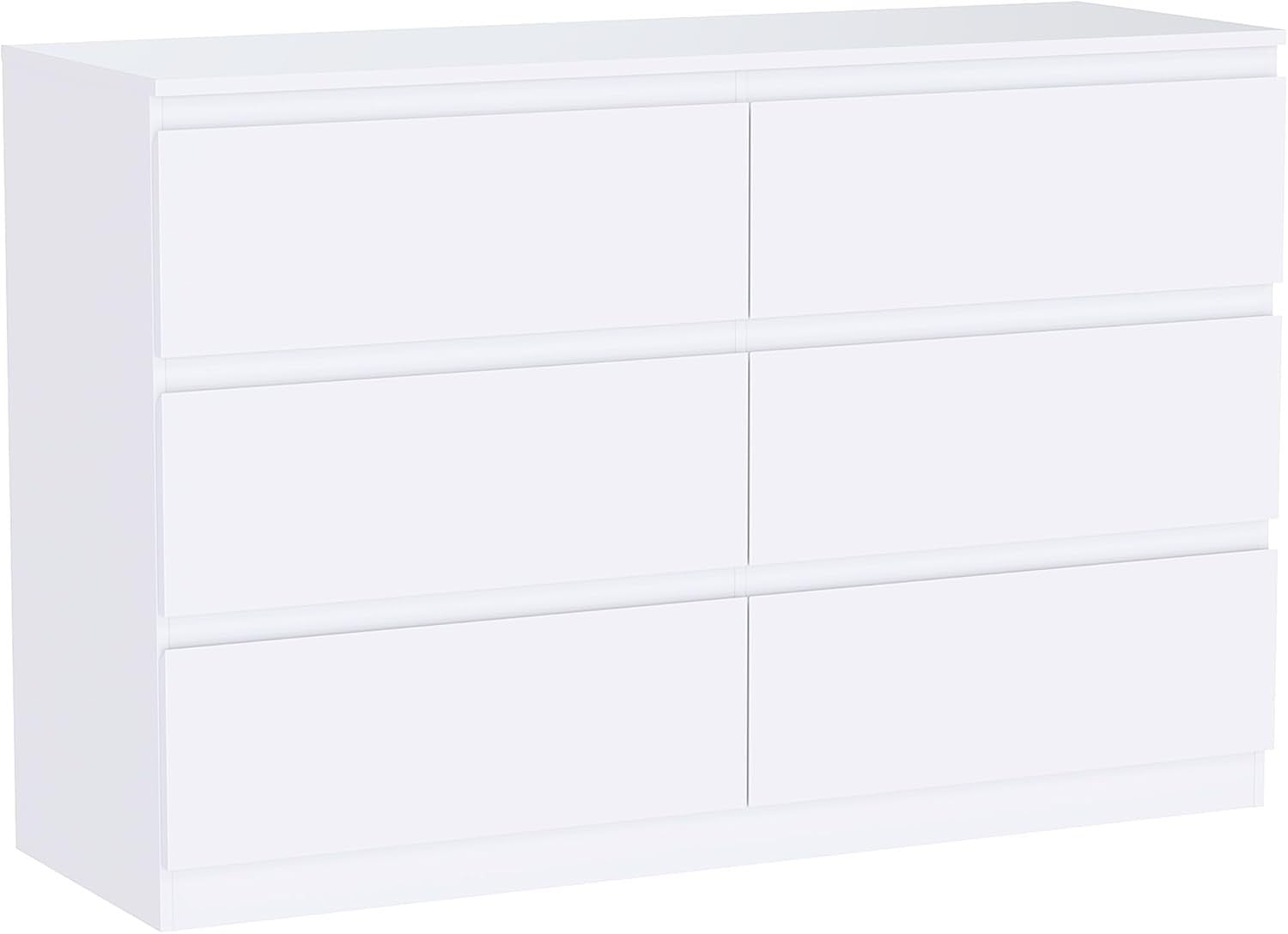 White Chest of 6 Drawers Modern Bedroom Storage Unit Wooden Cabinet