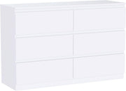 White Chest of 6 Drawers Modern Bedroom Storage Unit Wooden Cabinet