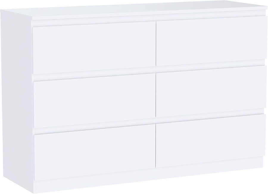 White Chest of 6 Drawers Modern Bedroom Storage Unit Wooden Cabinet
