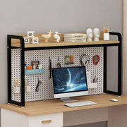 Metal Desktop Bookshelf Hutch w/ Grid Board | Industrial Desk Storage Rack 76cm
