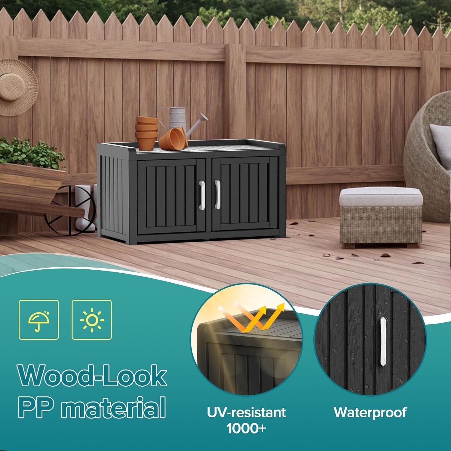Waterproof Indoor/Outdoor Shoe Cabinet with Adjustable Shelves 81x44x46cm
