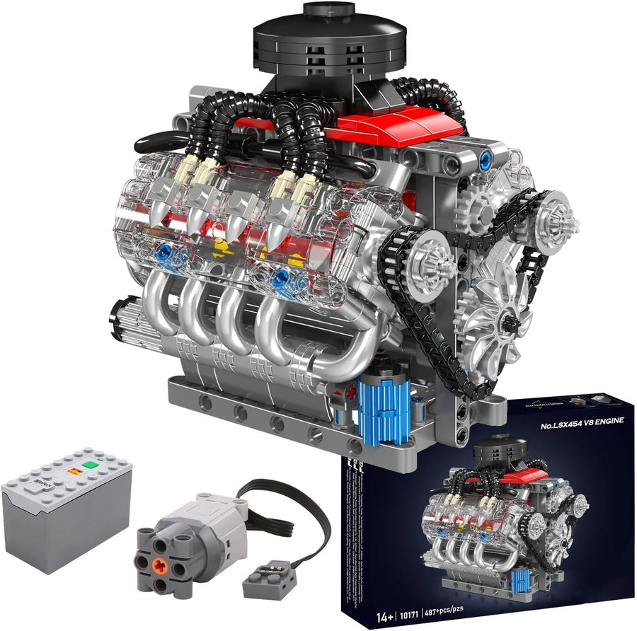 Mini V8 Engine Model Kit 487pcs DIY STEM Motor Build Mechanical Toy Set