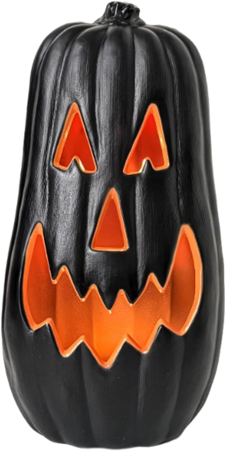 Halloween Pumpkin LED Lantern w/ Timer – Black Energy-Saving Decor