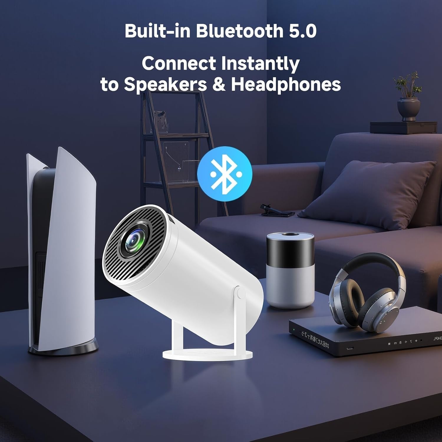 Mini 1080P Projector 15000 Lumens WiFi 6 Bluetooth Portable 200”