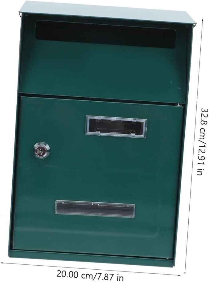 Lockable Green Metal Wall Mount Mailbox Secure Post Box Stylish Letter Holder