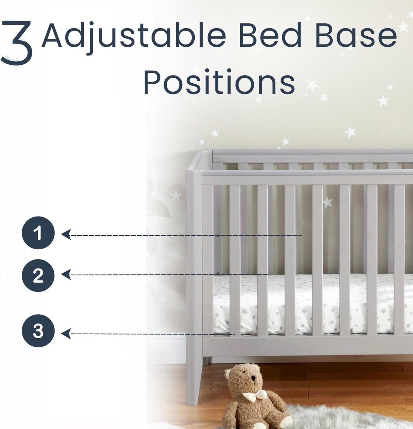 Convertible Mini Toddler Bed Baby Cot Bed and Sofa Adjustable Height Grey