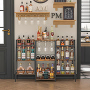 Freestanding Bar Stand with Glass Holder, 6-Tier Liquor Display Shelf Vintage