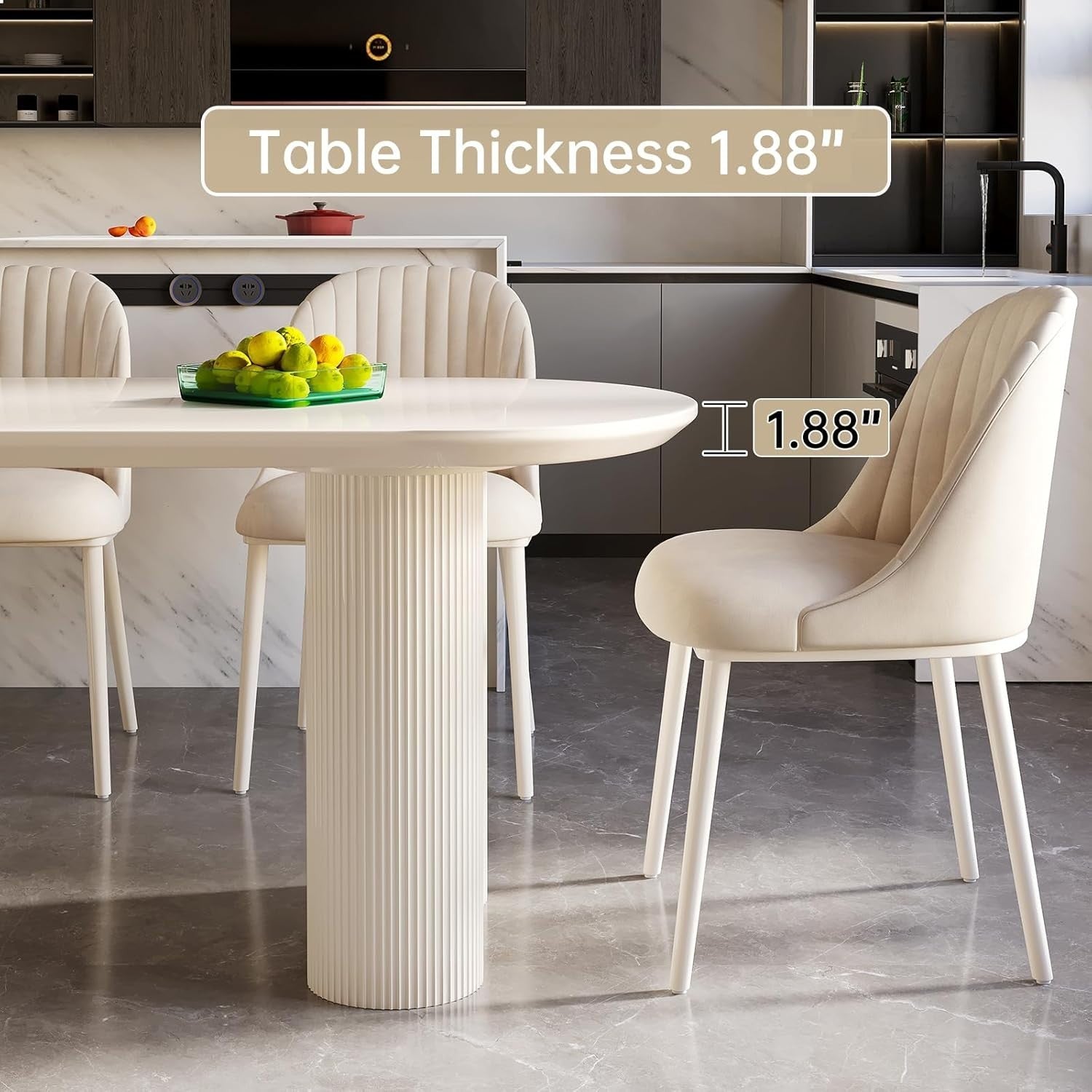 Modern White Oval Dining Table 4-6 Seater Wavy Leg Kitchen 140cm