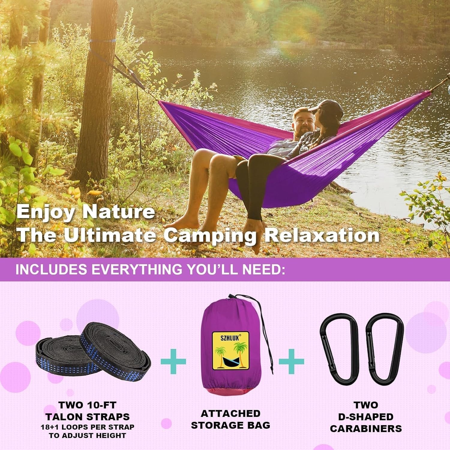 Camping Hammock with Mosquito Net & Sunshade | 290x140CM, 250KG Limit