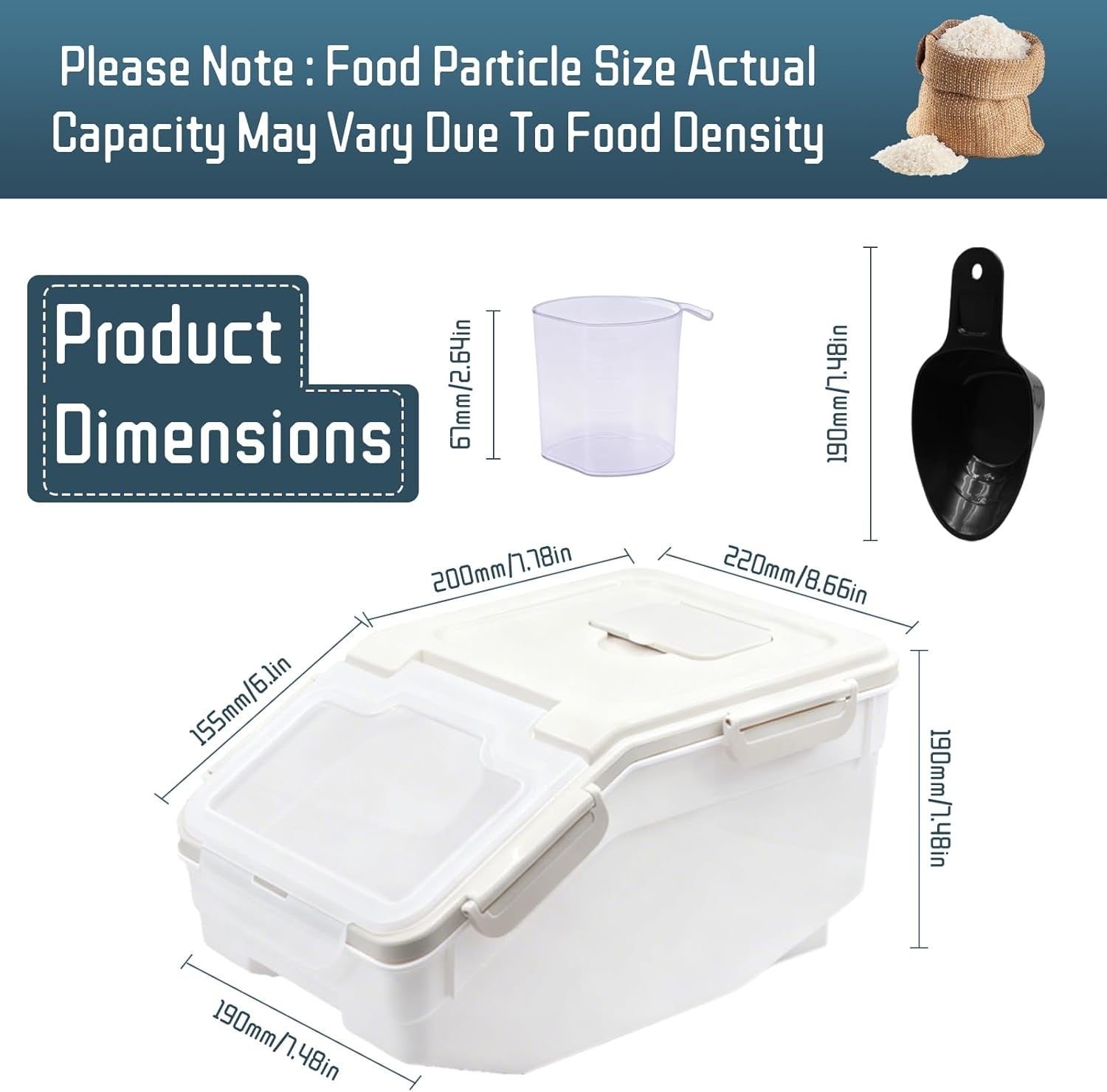 5kg Airtight Rice Storage Container Pest Proof w Wheels & Scoop