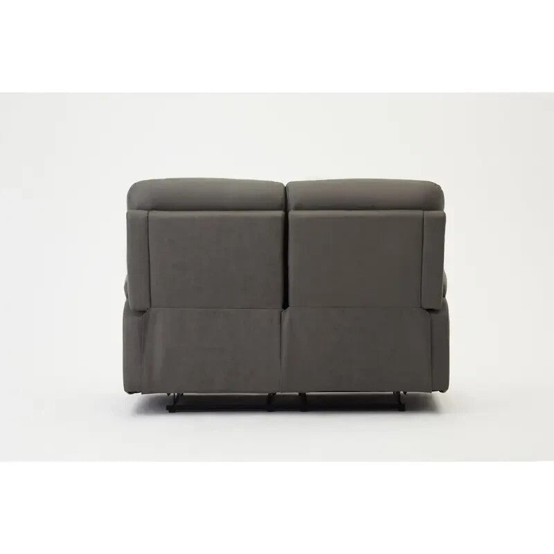 2 Seater Manual Recliner Sofa Grey Air Leather Lounge Chair Padded