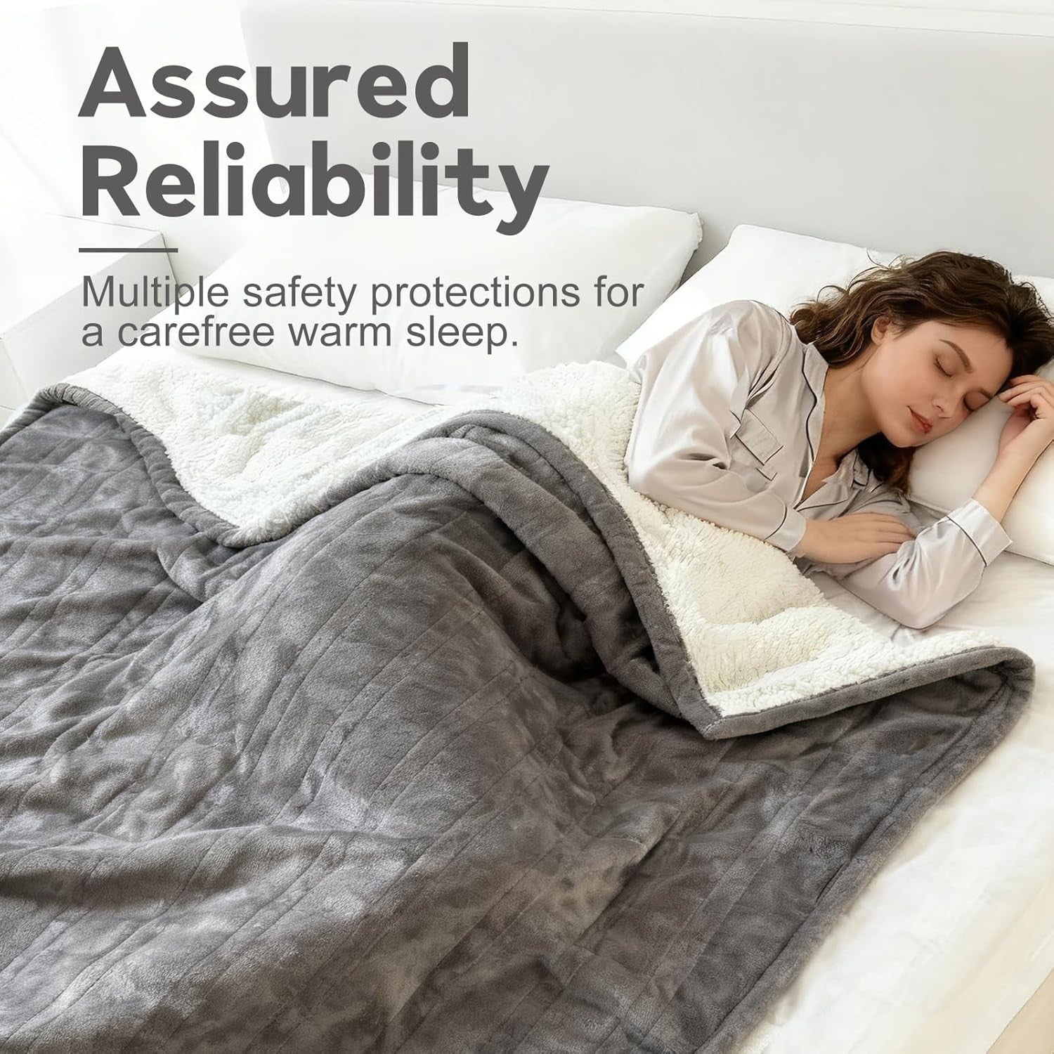 Electric Heated Throw Blanket Flannel Sherpa 9 Heat Settings LCD 180x130cm