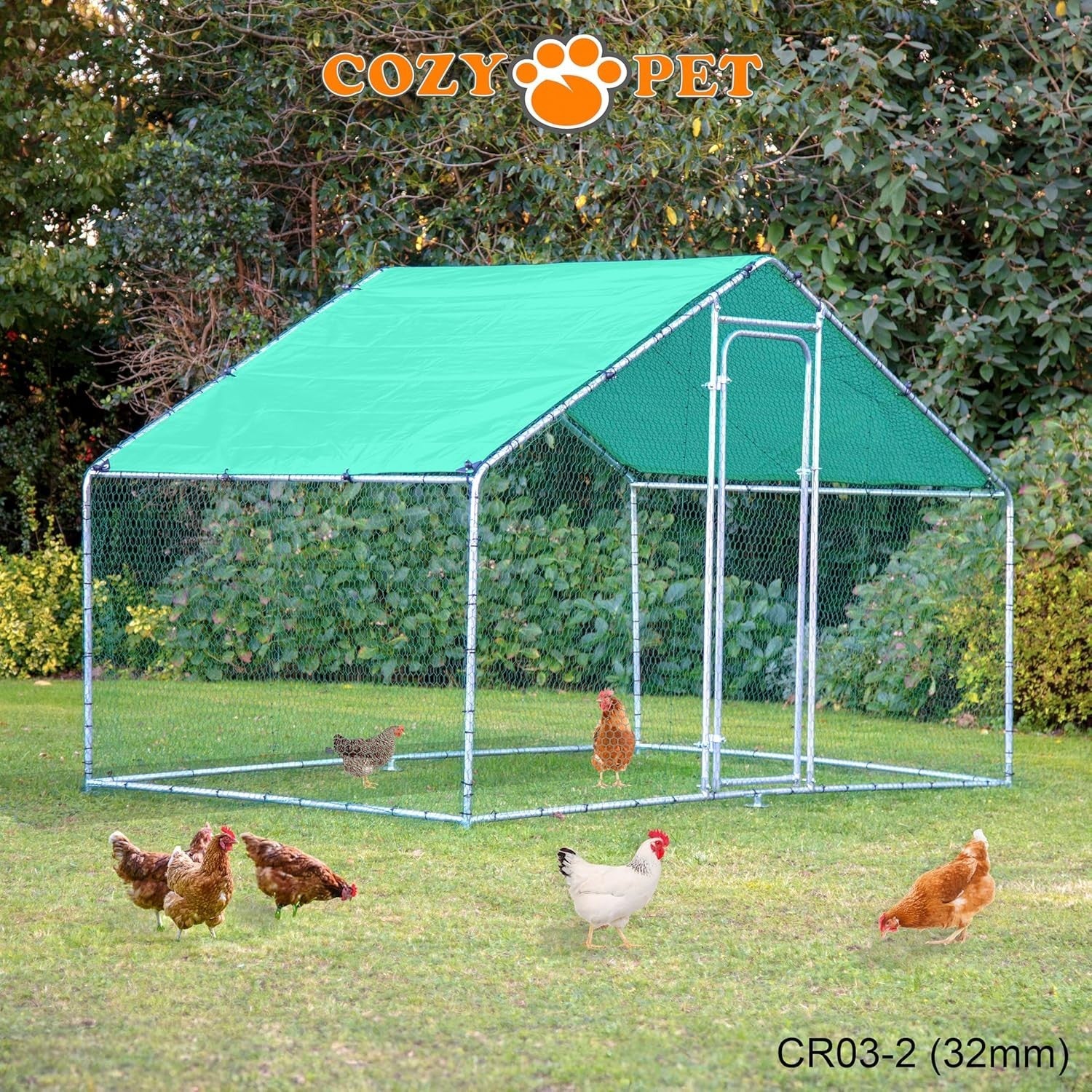 3x2m Walk In Chicken Run 32mm Heavy Duty Steel Coop