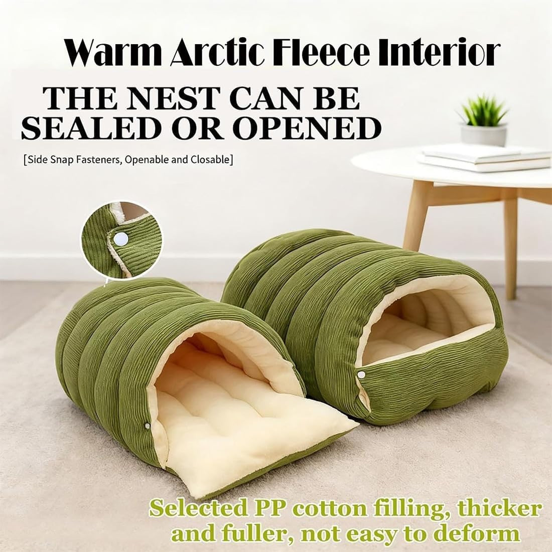 Winter Cat Cave Bed Cozy Pet Tent w Washable Cushion Non Slip L