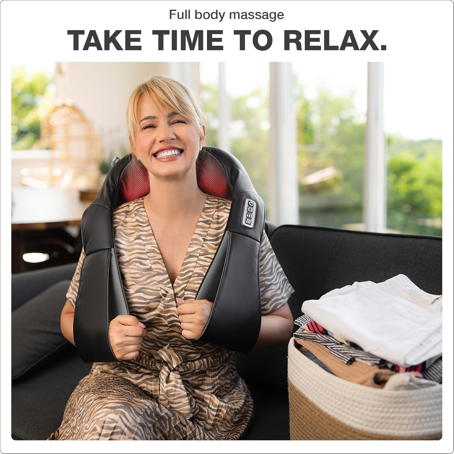 Deep Tissue Neck Shoulder Massager with Heat | Corded Electric Shiatsu Pain Reli