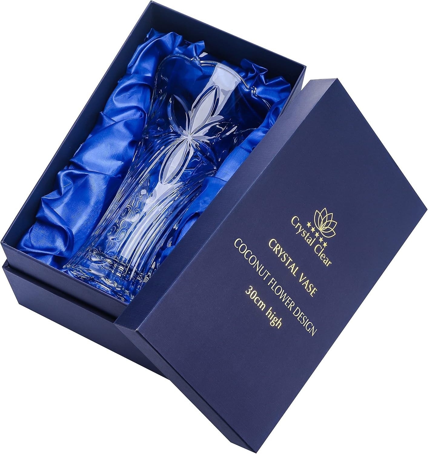 Crystal Glass Vase 30cm Tall Elegant Flower Vase for Home Decor Gift
