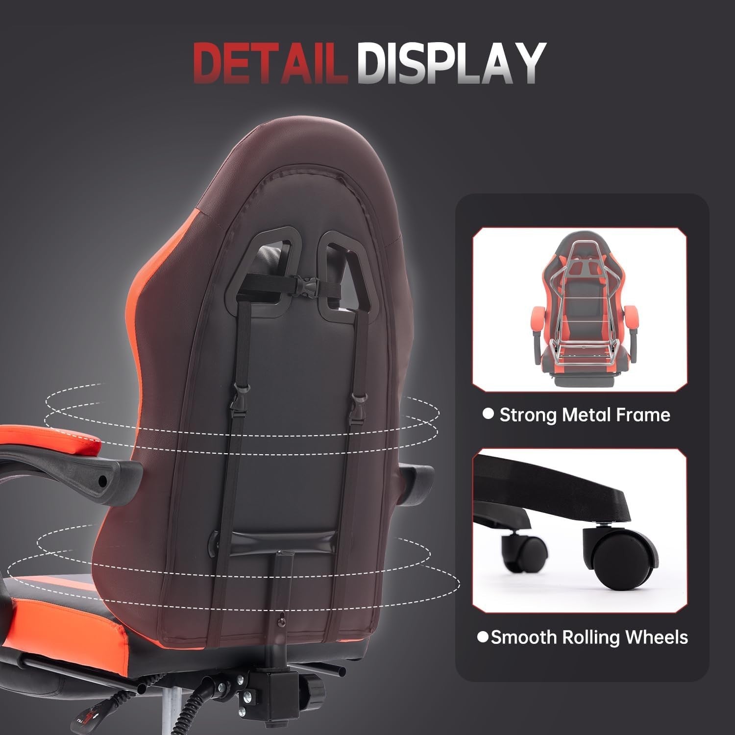 Ergonomic Gaming Chair Recliner with Footrest Lumbar Support Red