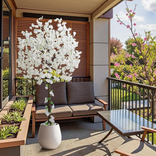 6FT Artificial Cherry Blossom Tree White Faux Flower Plant Indoor Wedding Decor