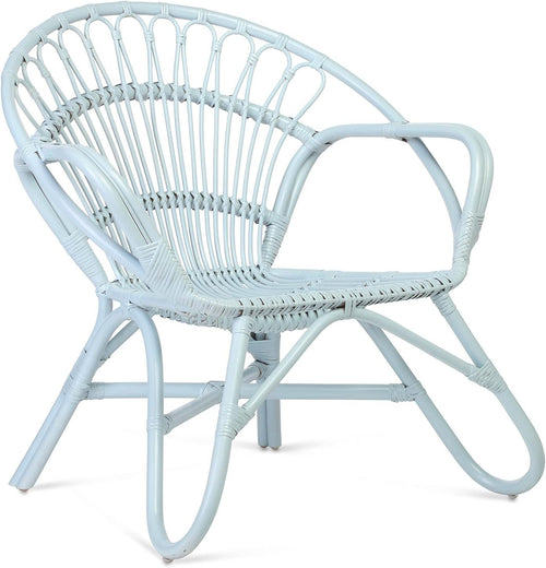 Blue Nordic Rattan Wicker Armchair Indoor Cane Lounge Chair Living Room