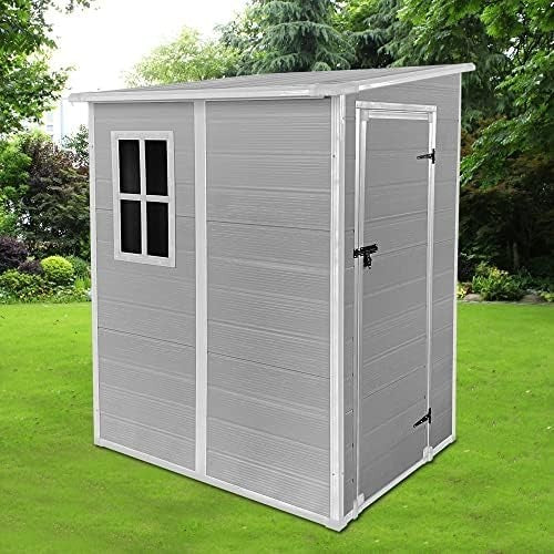 Plastic Garden Storage Shed 4x6ft Waterproof Outdoor Tool Shed with Floor & Lock