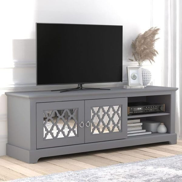 150cm TV Stand Cabinet Unit for 65” TV | Grey Wood Media Console Shelf
