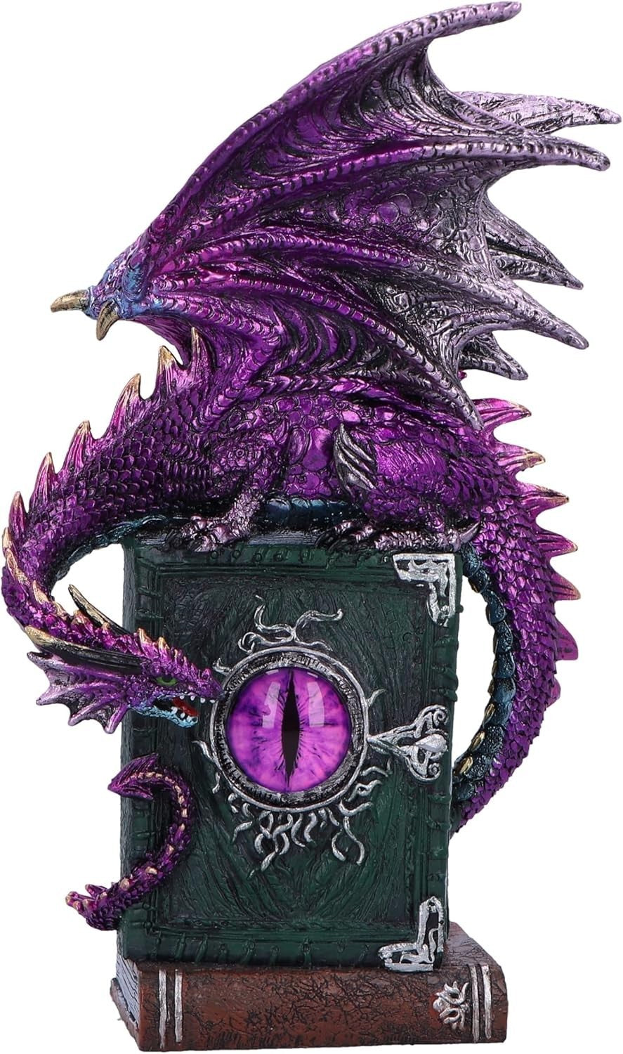 Purple Dragon Figurine 24cm on Spell Books | Hand-Painted Resin Mythical