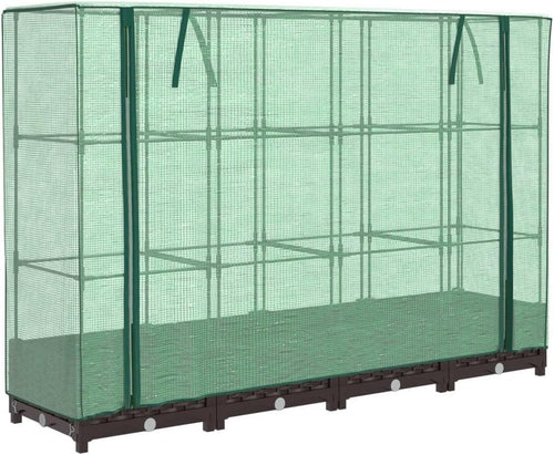 Large Rattan Look Garden Planter with Greenhouse Cover – 160x40x23cm