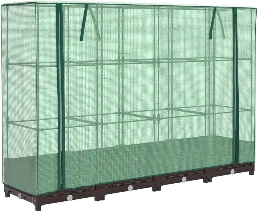 Large Rattan Look Garden Planter with Greenhouse Cover – 160x40x23cm