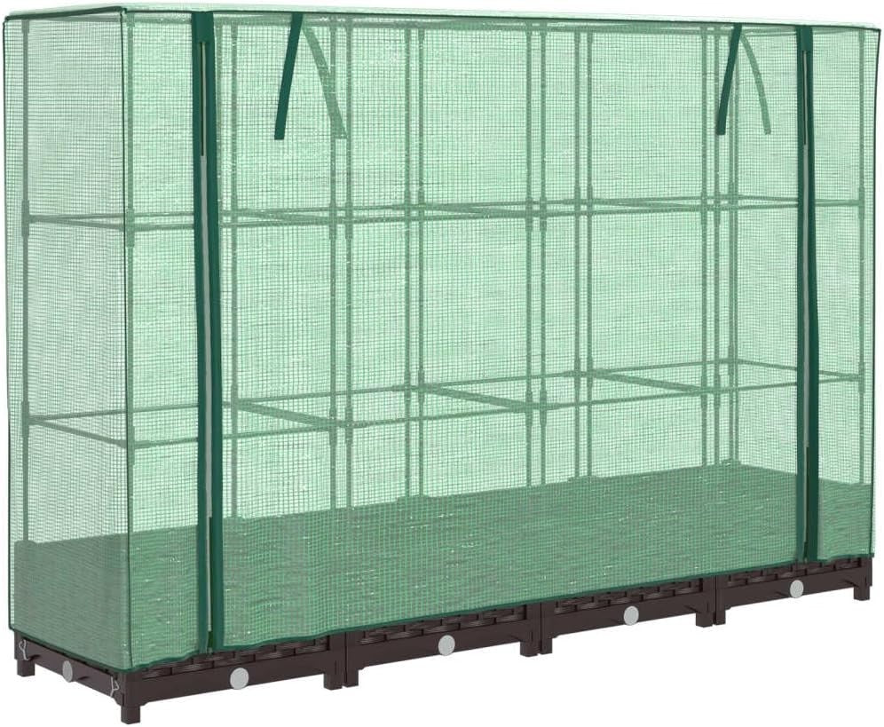 Large Rattan Look Garden Planter with Greenhouse Cover – 160x40x23cm