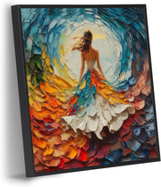 12x12 Colorful Abstract Woman Canvas – Textured Modern Framed Wall Art
