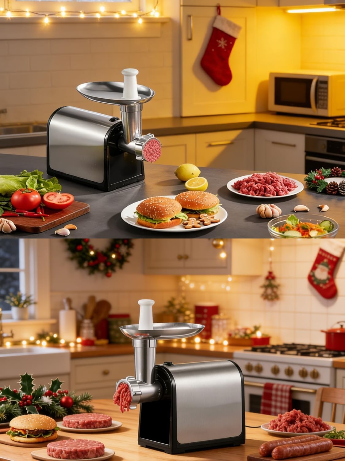 3200W Electric Meat Grinder Sausage Maker Mincer 3 Plates Stainless