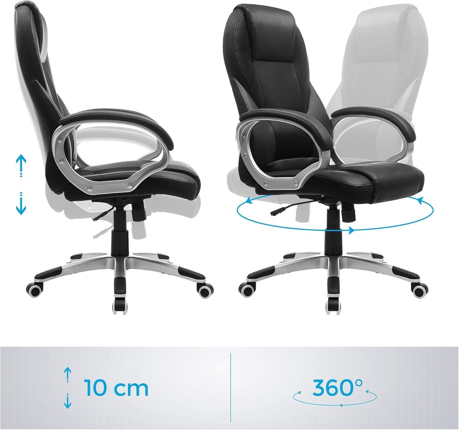 Executive Ergonomic Office Chair PU Leather Recliner Heavy Duty 150KG Support